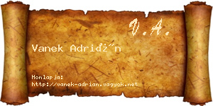 Vanek Adrián névjegykártya